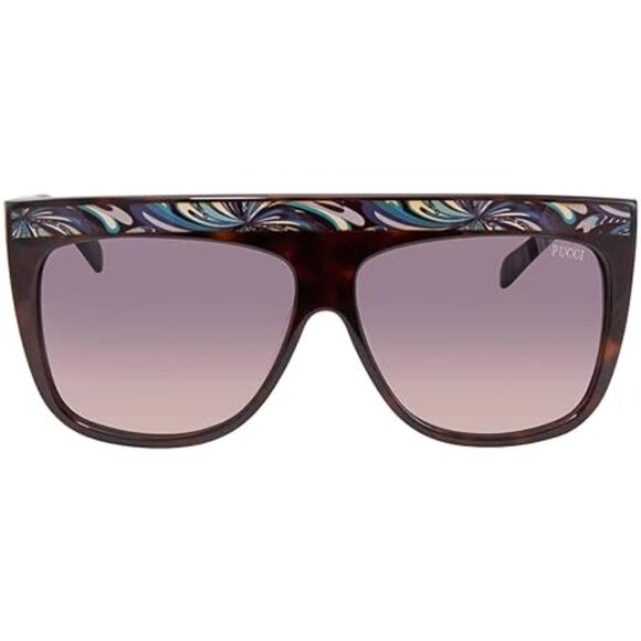 Emilio Pucci EP0008 Italy Shield Sunglasses Havana Gradient Smoke Abstract Print - Picture 1 of 14